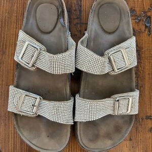 Madden Girl Silver Rhinestone Sandals